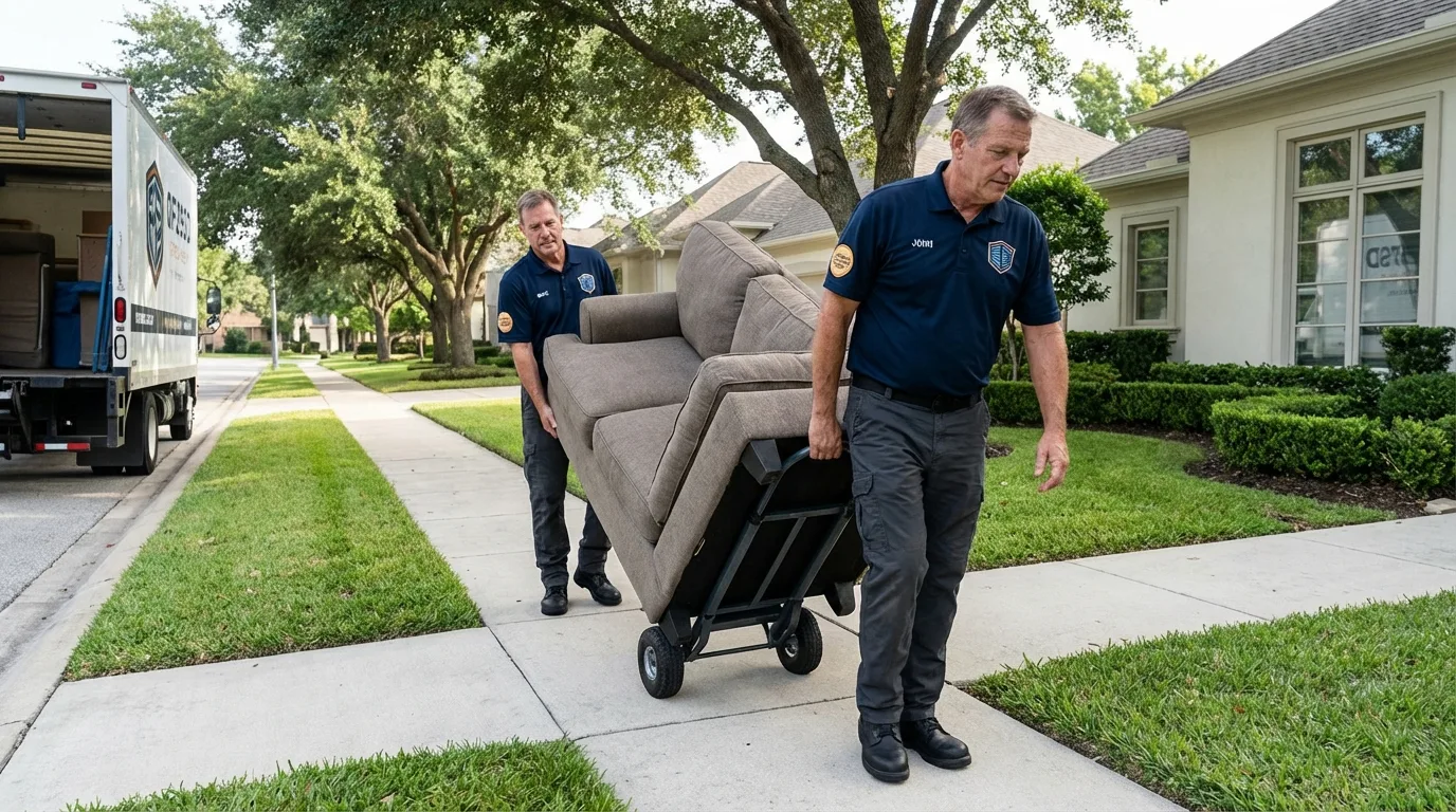Local residential moving crew loading furniture in Acushnet, MA